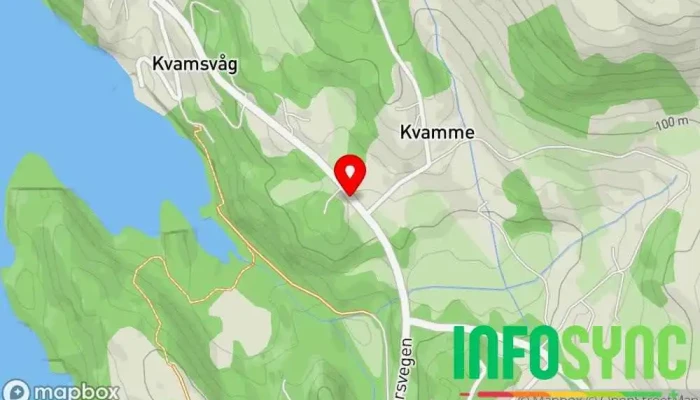 kart over Kvamsvegen Busstopp i Alversund
