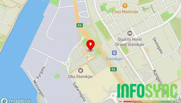 kart over Kystriksveien Reiseliv AS Turistinformasjon, Turområde, Reisebyrå, Reiseklinikk, Reisebyrå for hvalsafari i Steinkjer