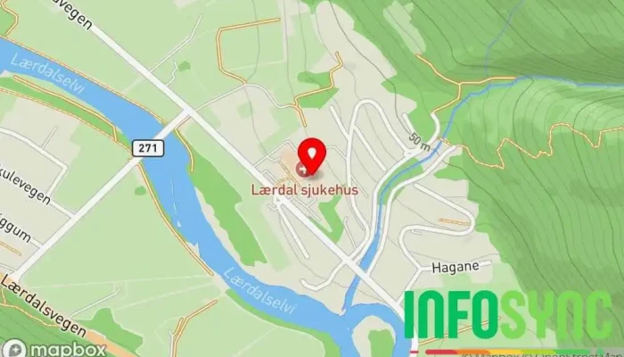 kart over Lærdal sjukehus Sykehus i Lærdal