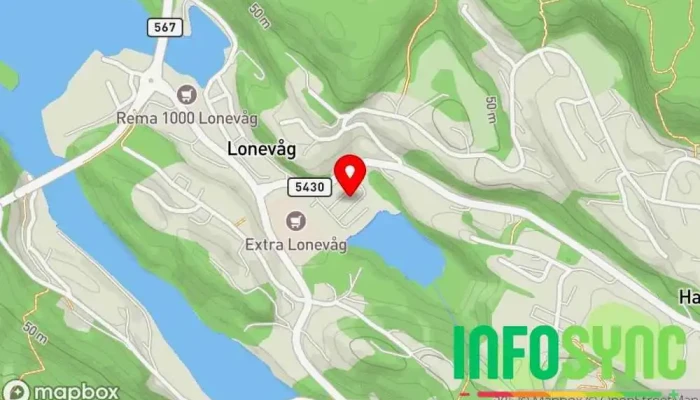 kart over Lonevåg terminal Busstopp i Lonevåg