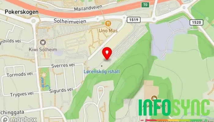 kart over Lørenskog Ishall Skøytebane i Lørenskog