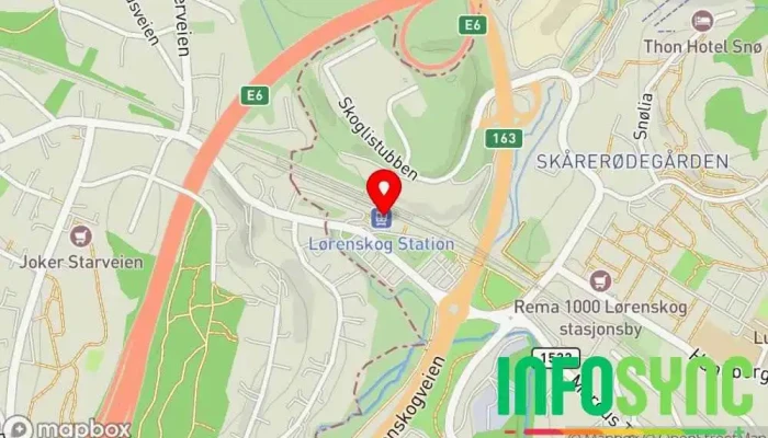 kart over Lørenskog stasjon Togdepot i Lørenskog