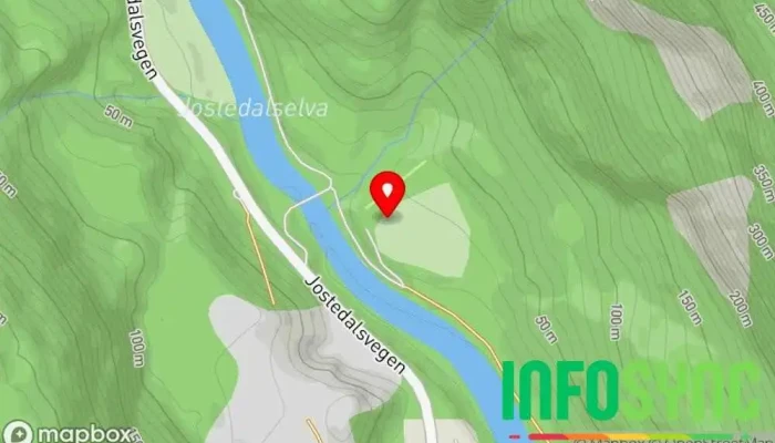 kart over Luster Jakt og Fiskelag Skytebane i Gaupne