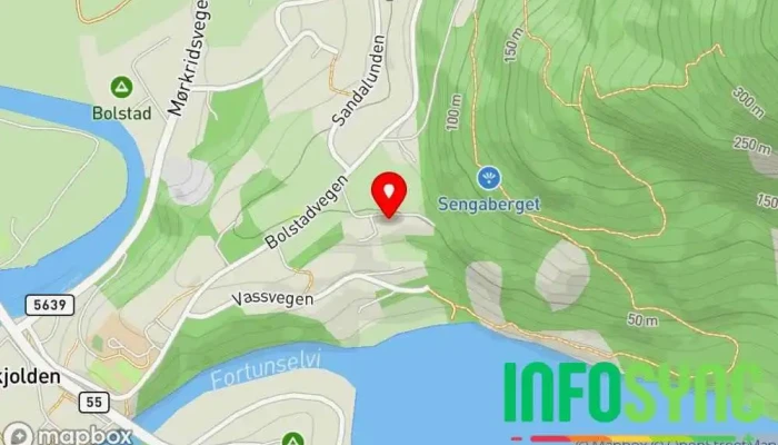 kart over Luster vestre Statsalmenning Forhandler av produkter for trebearbeiding i Skjolden