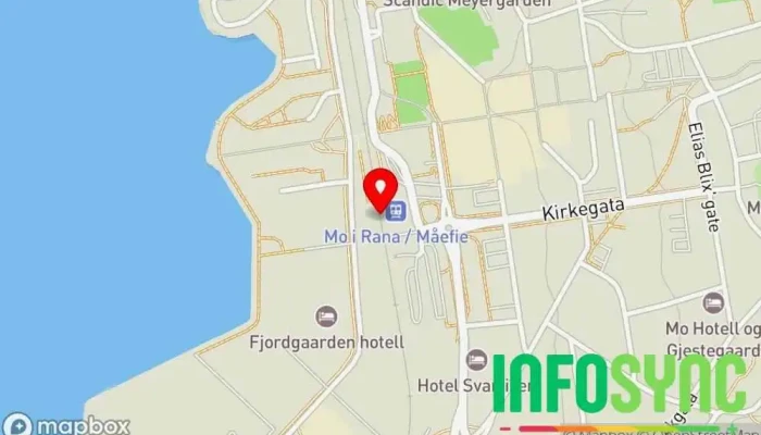 kart over Mo i Rana stasjon Jernbanestasjon i Mo i Rana
