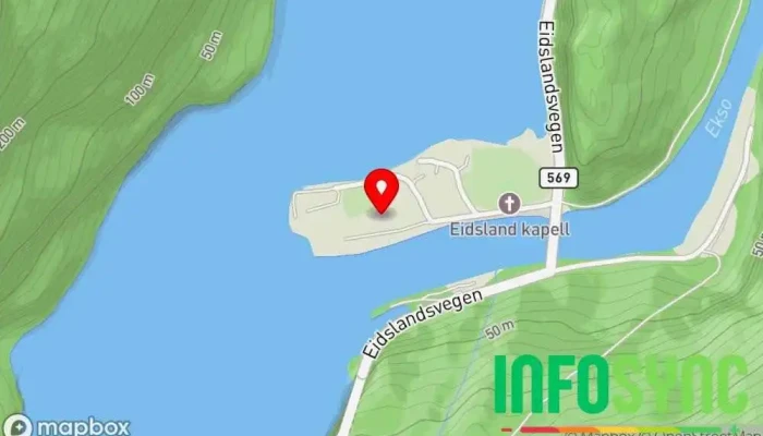 kart over Modalen-Eksingedalen Billag AS Busselskap, Dieselleverandør, Lastebilfirma i Eidslandet