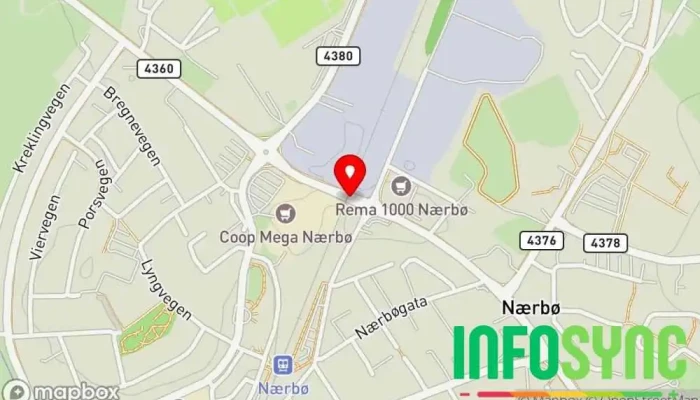 kart over Nærbø  i Nærbø