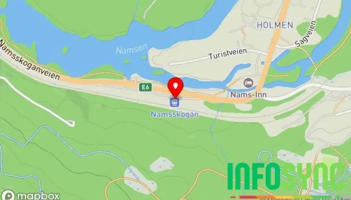 kart over Namsskogan stasjon Jernbanestasjon i Namsskogan