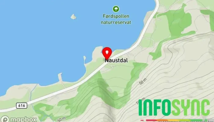 kart over Naustdal Bussholdeplass i Bremanger