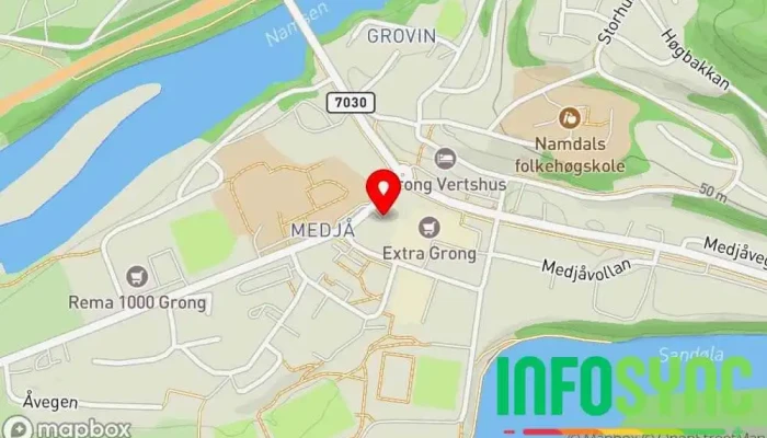 kart over NAV Grong Arbeidsformidling, Sosialtjeneste-organisasjon i Grong