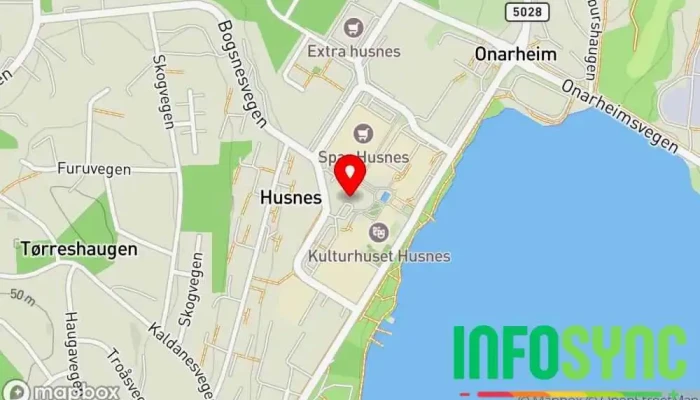 kart over NAV Kvinnherad Offentlig kontor i Husnes