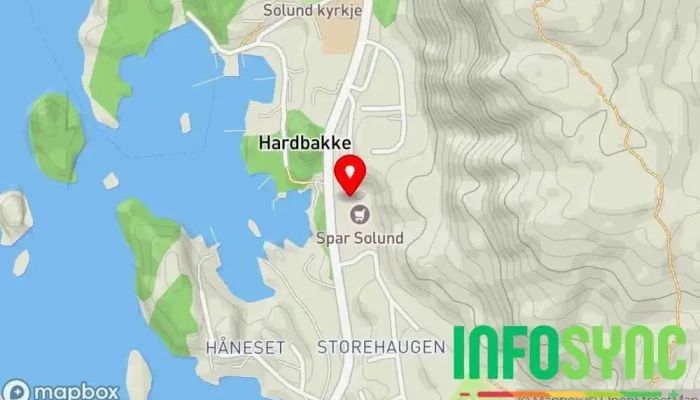 kart over NAV Solund Sosialtjeneste-organisasjon i Hardbakke