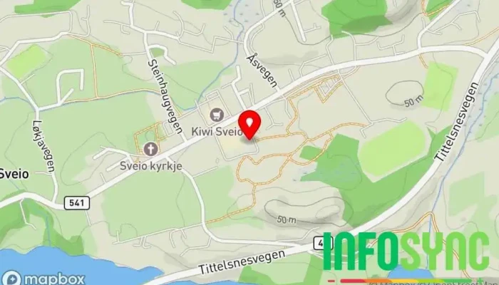 kart over NAV Sveio Sosialtjeneste-organisasjon i Sveio