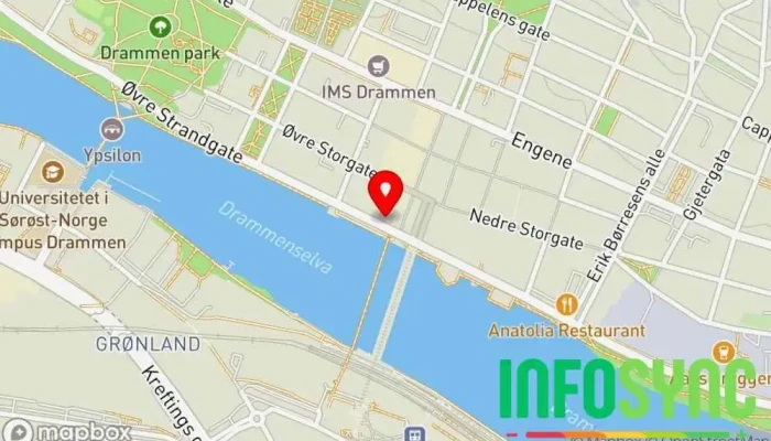 kart over NAV Vest-Viken Offentlig distriktskontor i Drammen