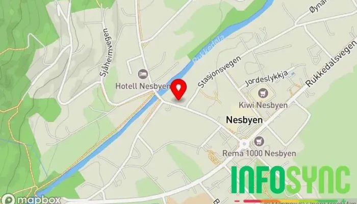 kart over Nesbyen RIDES sykkelvask og servicestasjon Sykkelstativ i Nesbyen