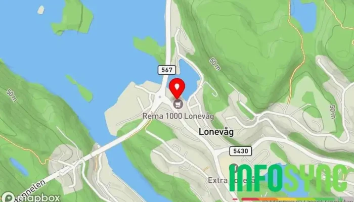 kart over Nille Butikk med utstyr til hjemmet i Lonevåg
