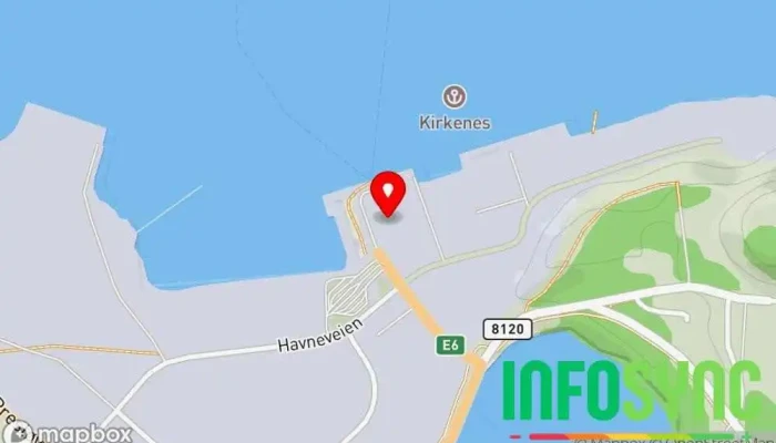 kart over Nor Lines Kirkenes AS Frakttjeneste, Tollmegler, Speditør, Frakt- og posttjeneste, Lagringsanlegg i Kirkenes