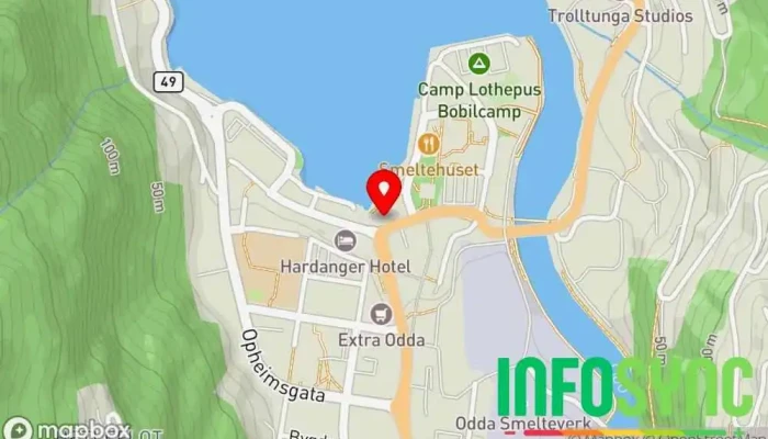 kart over Norconsult AS avd Odda Hovedkontor i Odda