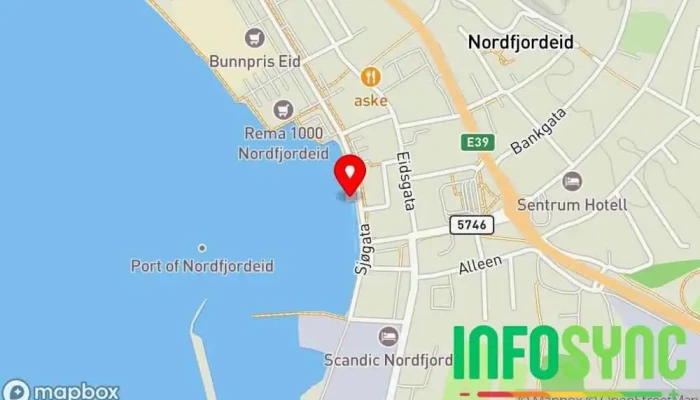 kart over Nordfjordeid Viewpoint Utsiktspunkt i Nordfjordeid