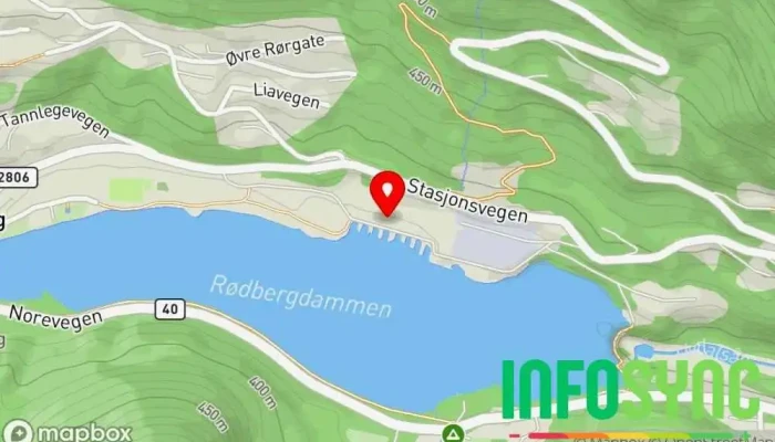 kart over Nore I kraftstasjon Hydroelektrisk kraftverk i Rødberg