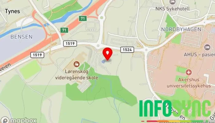 kart over Norsk Luftambulanse Lørenskog Ambulanseflytjenester i Nordbyhagen