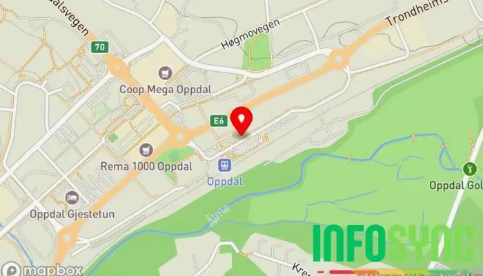 kart over Oppdal skysstasjon Transportknutepunkt i Oppdal