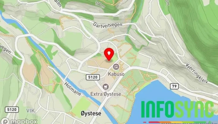kart over Øystese skule Skole, Barneskole i Øystese