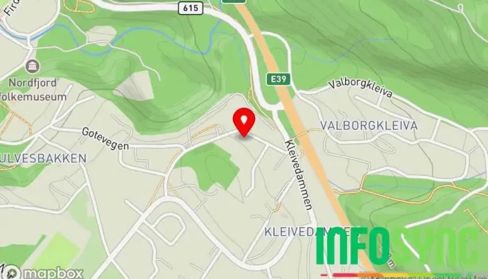 kart over Per Helge Evebø Taxiselskap i Sandane