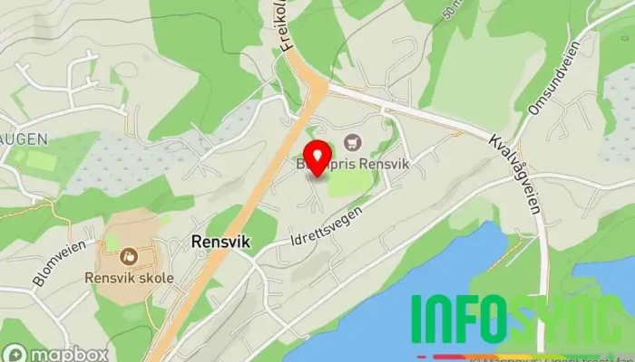 kart over Rensvikbanen Parkeringsplass i Rensvik