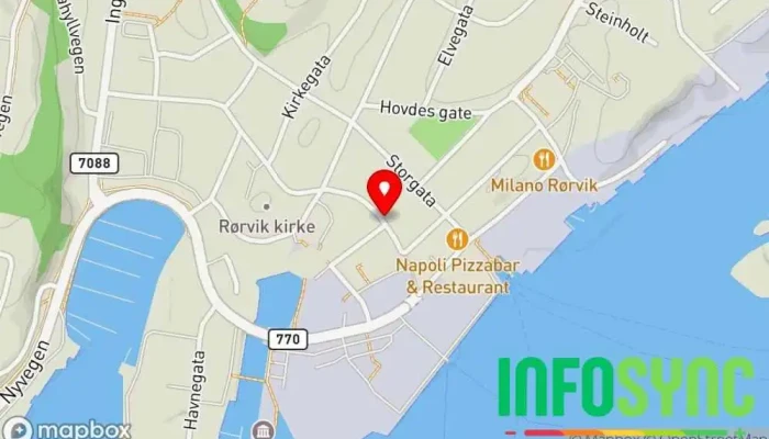 kart over Rørvik  i Rørvik
