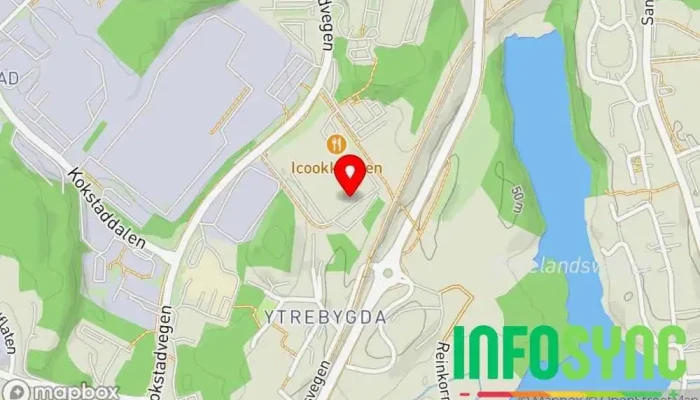 kart over Rush trampolinepark, avdeling Bergen Fornøyelsespark, Barneselskaper, Innendørs lekeplass, Arrangør av utendørsaktiviteter i Kokstad