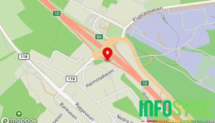kart over Rygge E6 Bussholdeplass i Rygge