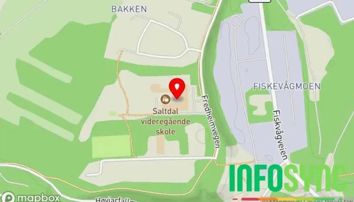 kart over Saltdal videregående skole Videregående skole i Rognan