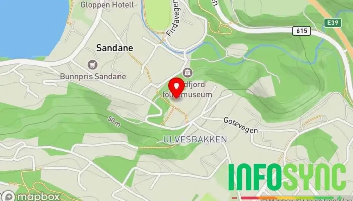 kart over Sandane skule Skole i Sandane