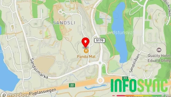 kart over Sandsli Sportssenter Stadion i Sandsli