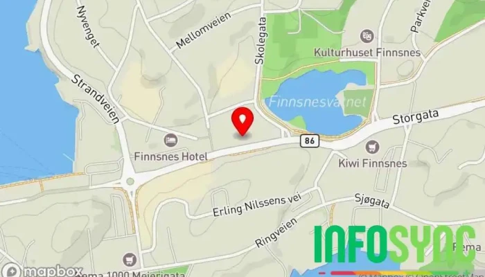 kart over Senja247 Avisutgiver i Finnsnes