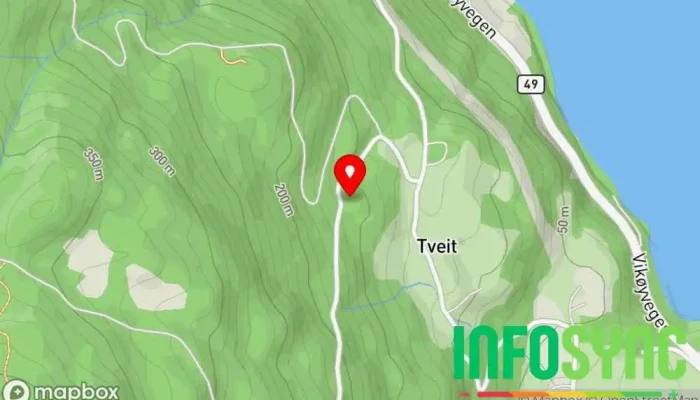 kart over Setehaugen Utsiktspunkt i Norheimsund