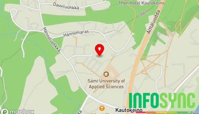 kart over Sis-Finnmárkku Studeanttaid Ovttastus SSO Studenthjem i Kautokeino