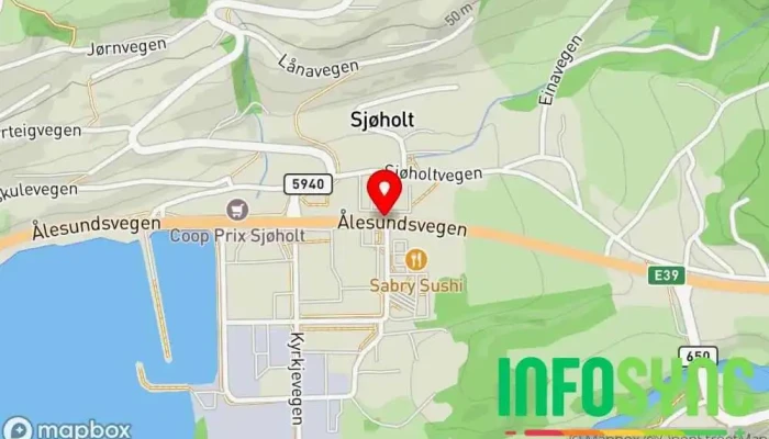 kart over Sjøholt  i Sjøholt