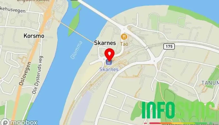 kart over Skarnes stasjon Jernbanestasjon i Skarnes