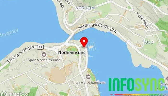 kart over Skatteetaten Norheimsund Skattekontor i Norheimsund