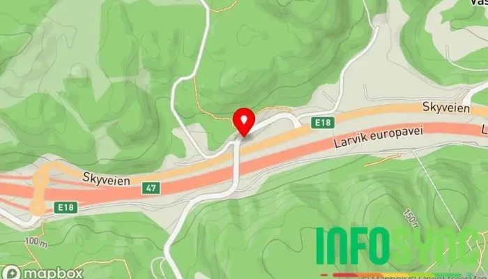 kart over Skybjerka Bussholdeplass i Larvik