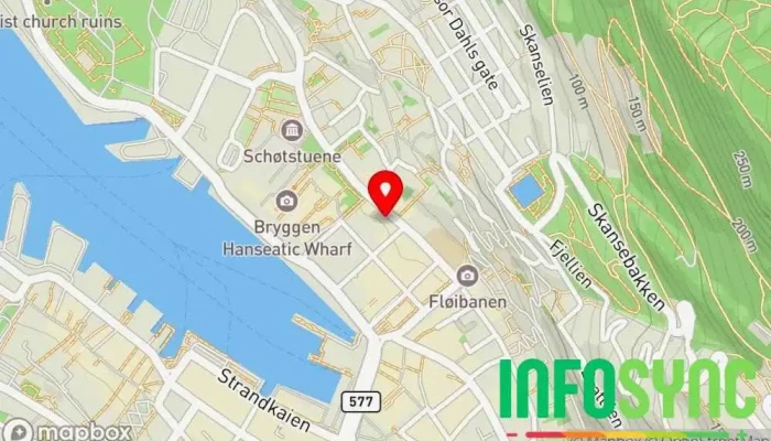 kart over Skyen i Byen Fordamperbutikk i Bergen