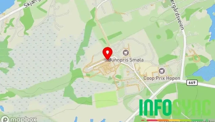 kart over Smøla skole Bussholdeplass i Smøla