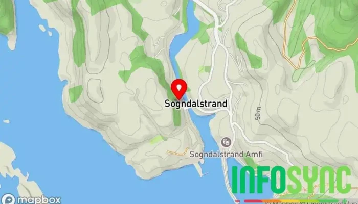 kart over Sogndalstrand Kulturhotell Hotell, Møte- og konferanselokaler, Losji i Hauge i Dalane