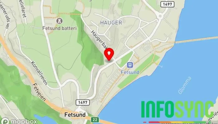 kart over Spenst Fetsund Treningsstudio, Personlig trener, Program for fysisk trening, Vektreduksjonstjenester, Yoga-studio i Fetsund