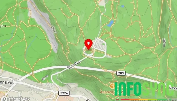 kart over Spiralen Utsiktspunkt, Observasjonsdekk, Turistattraksjon i Drammen
