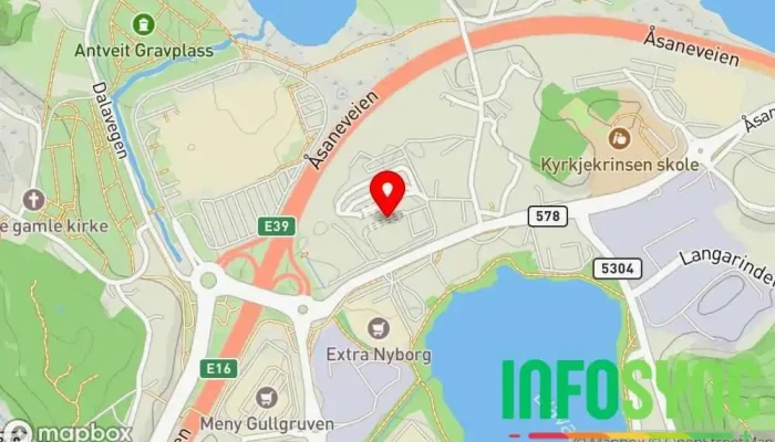 kart over Statens Vegvesen Offentlig kontor i Nyborg