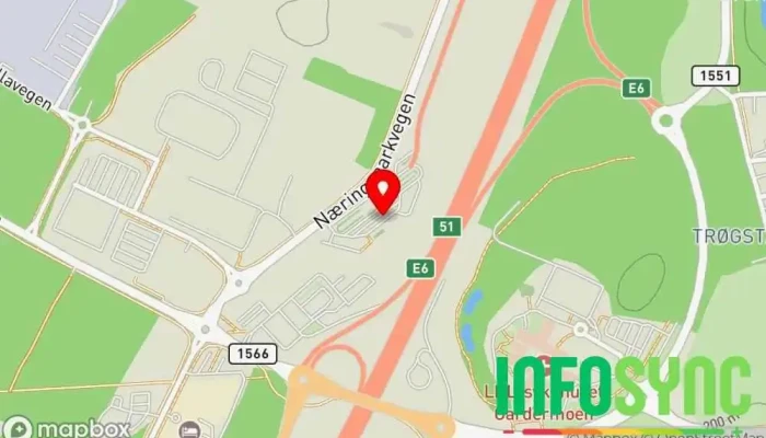 kart over Statens vegvesen, Jessheim trafikkstasjon Biltilsynet i Gardermoen