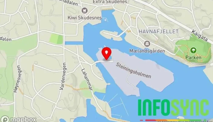 kart over Steiningsholmen Industriområde Hovedkontor i Skudeneshavn
